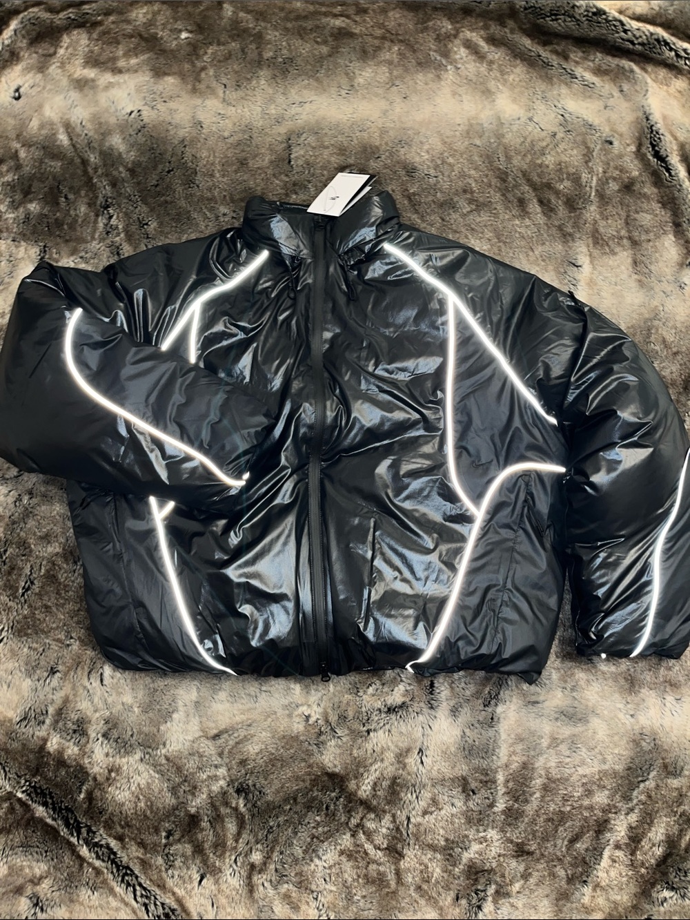 Nike Tech Bubble Jacket Mens L Black Gray full zip down fill II3869-010 $450